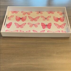 White Acrylic Serving Tray with Reversible Insert